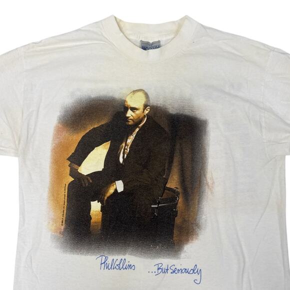 Vintage 1990 Phil Collins …But Seriously World Tour Concert White T-shirt Large - Picture 2 of 5